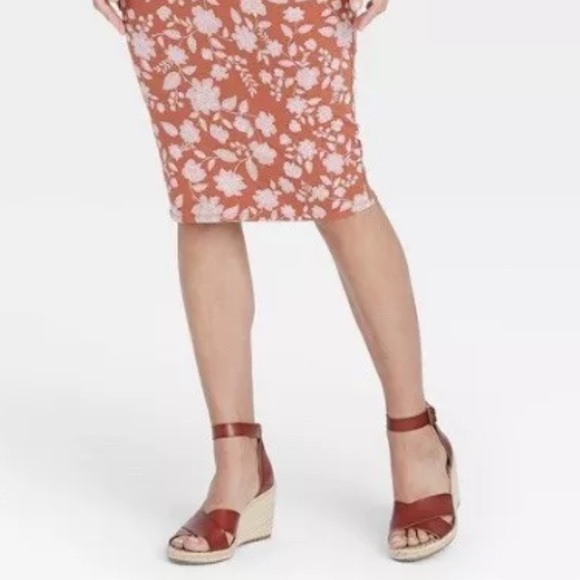 Isabel Maternity Womens Short Sleeve Scoop T-Shirt Dress, Orange Size M - Picture 3 of 3